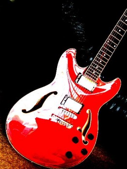 Red Guitar Abstract 1